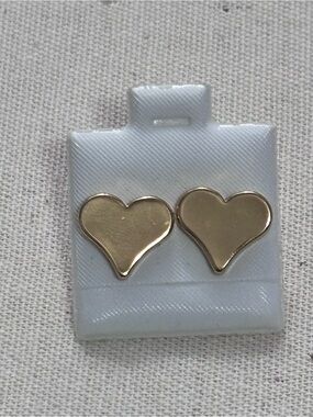 Gold Heart Stud Earrings by NICE - Polished Double Heart